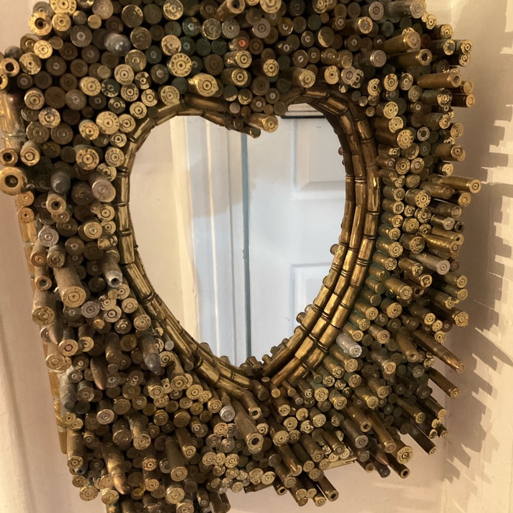 Gold Heart-Shaped Bullet Casing Wall Mirror